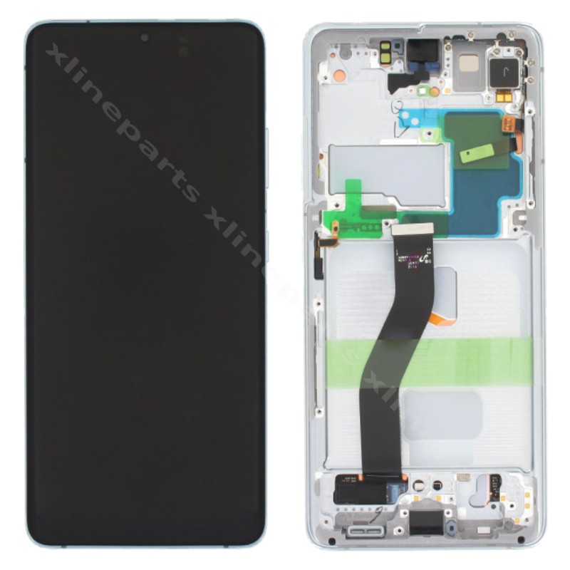 LCD Complete Frame Samsung S21 Ultra G998 silver (Original)