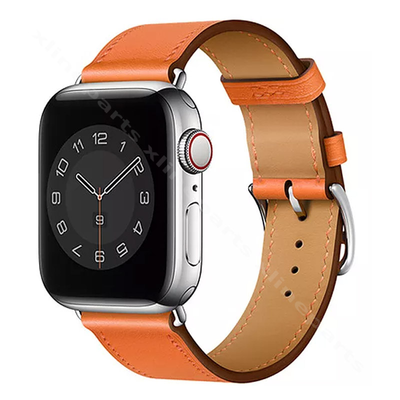 Ремешок кожаный Wiwu Attelage Apple Watch 49мм/45мм/44мм/42мм оранжевый