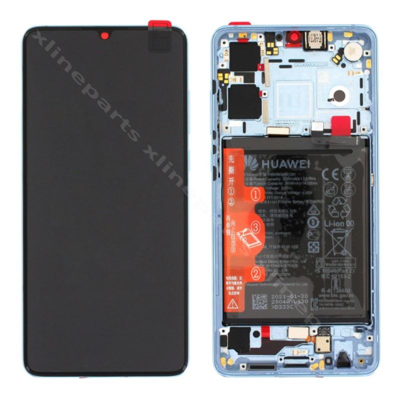 LCD Complete Frame Huawei P30 blue (Original)