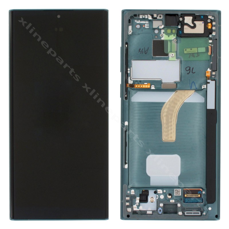 LCD Complete Frame Samsung S22 Ultra S908 green (Original)