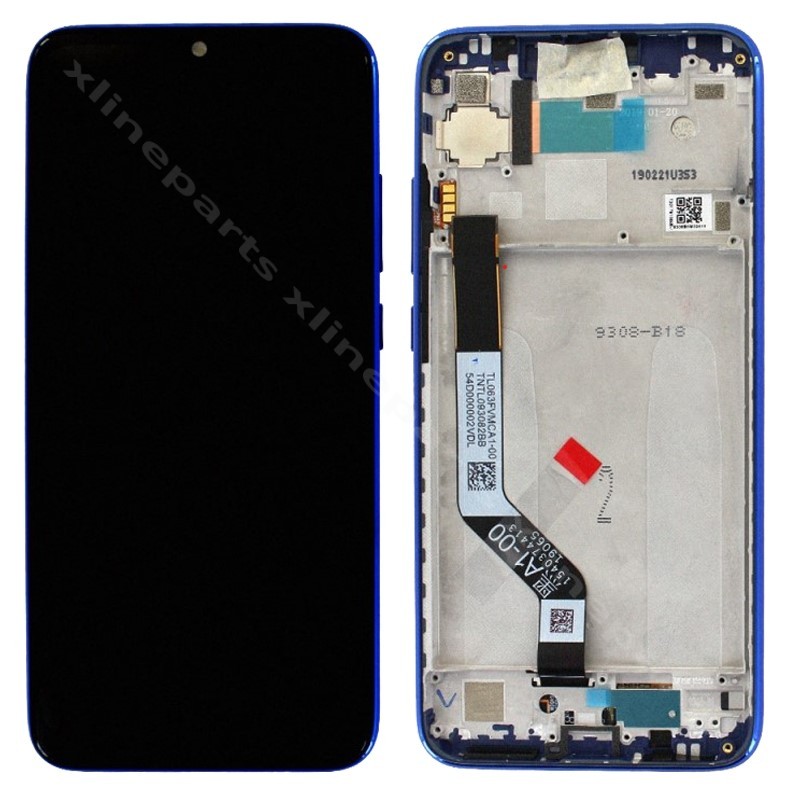 LCD Complete Frame Xiaomi Redmi Note 7 blue (Original)