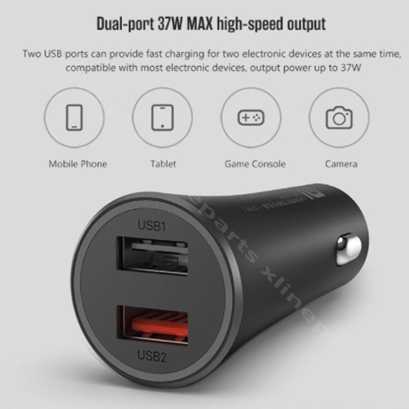 Car Charger Dual USB Xiaomi Mi 37W black