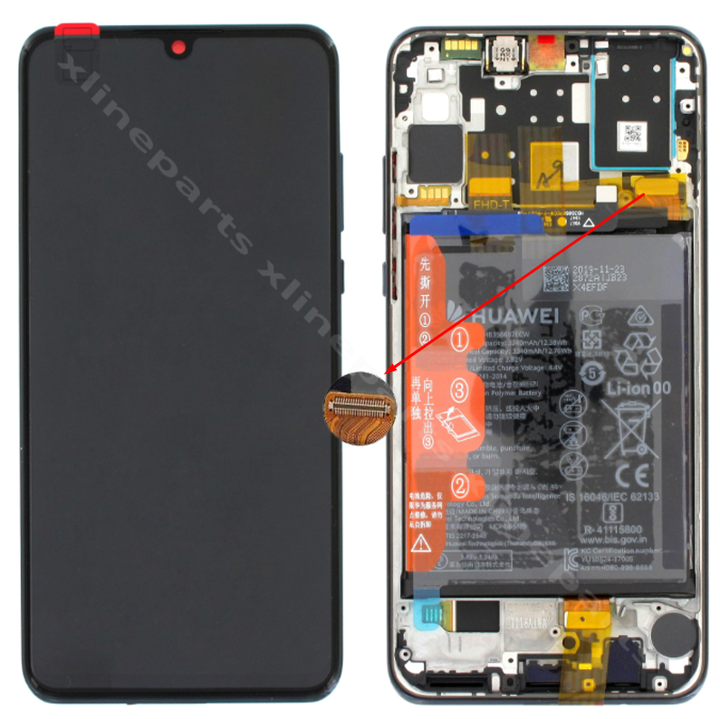 LCD Complete Frame Huawei P30 Lite New Edition black (Original)