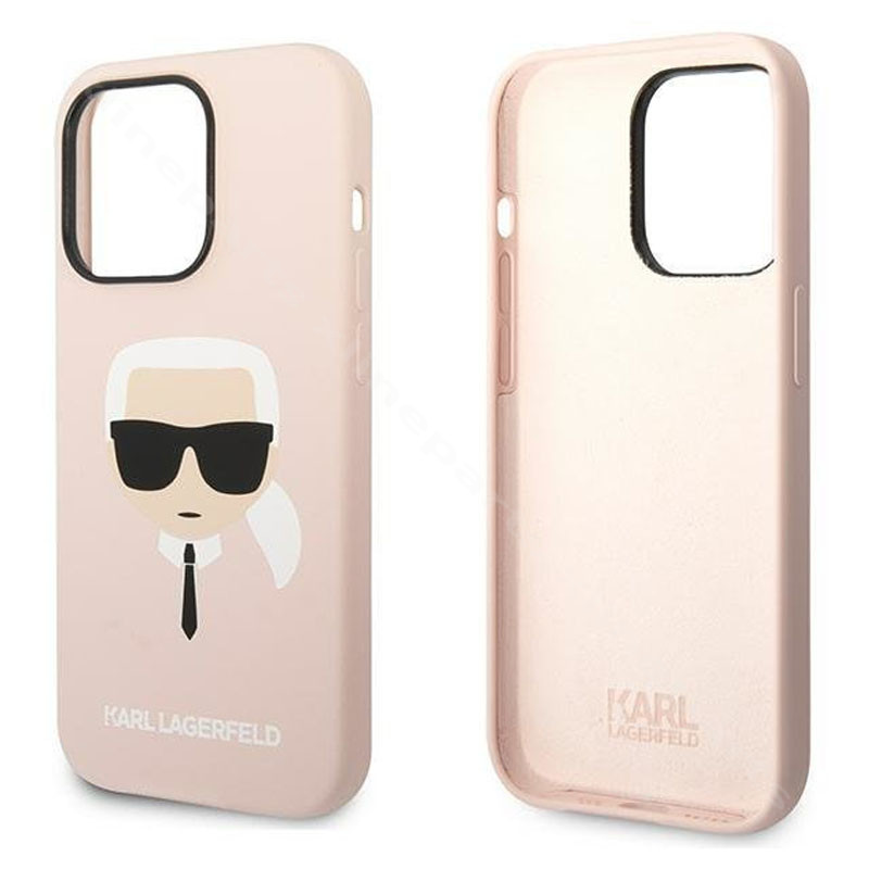 Задний чехол Силиконовый Karl Apple iPhone 14 Pro Max розовый