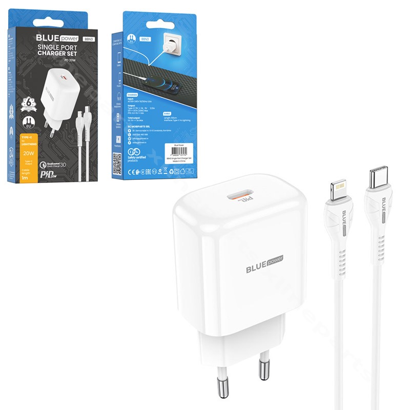 Charger USB-C with USB-C to Lightning Cable 20W EU white