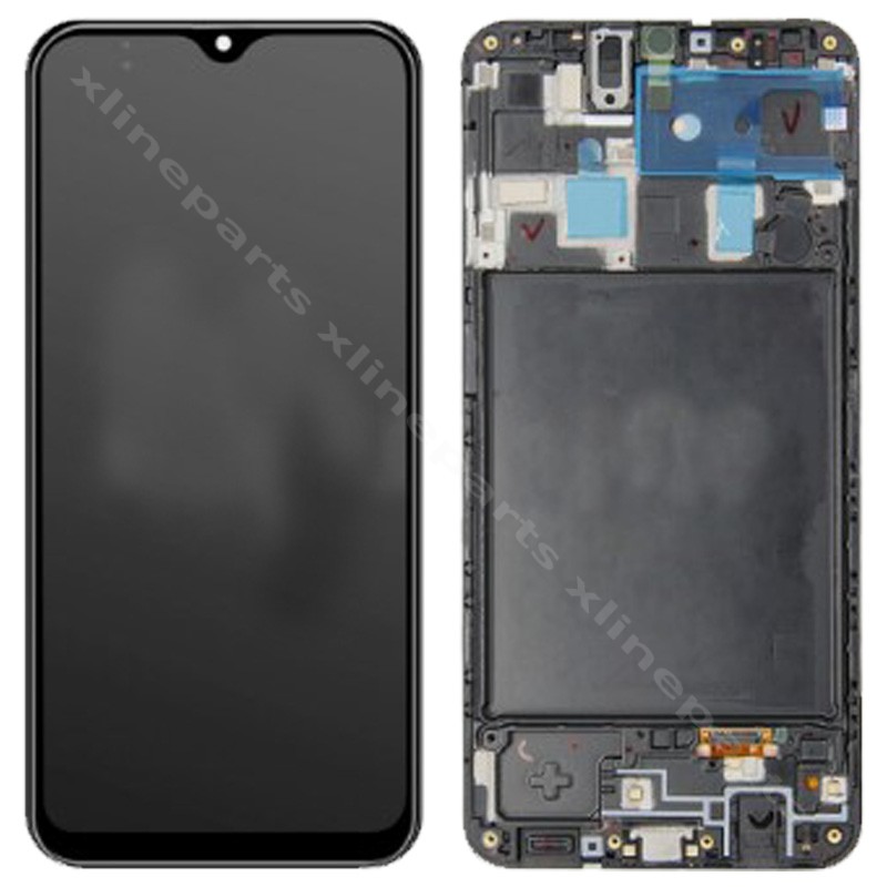 LCD Complete Frame Samsung A20 A205 black (Original)