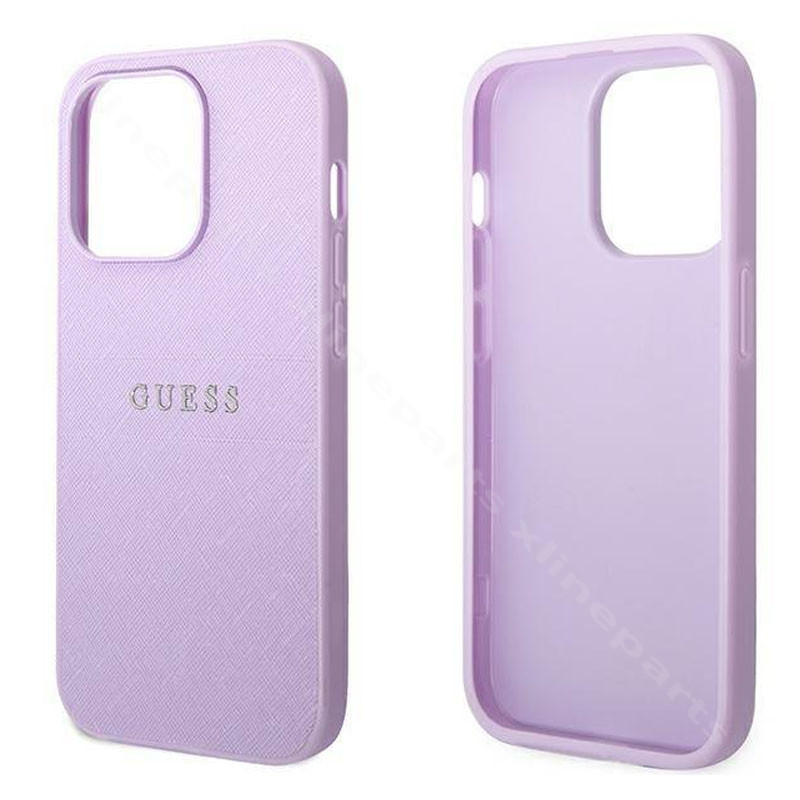 Back Case Guess Saffiano Strap Apple iPhone 14 Pro Max purple