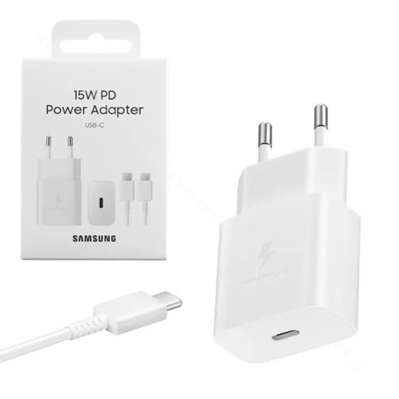 Зарядное устройство USB-C с кабелем USB-C на USB-C Samsung 15 Вт EU белое