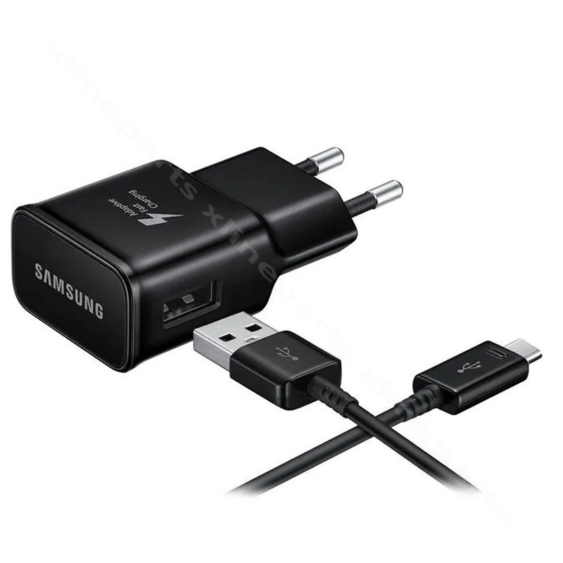 Зарядное устройство USB с кабелем USB-USB-C Samsung 15W EU, черное оптом