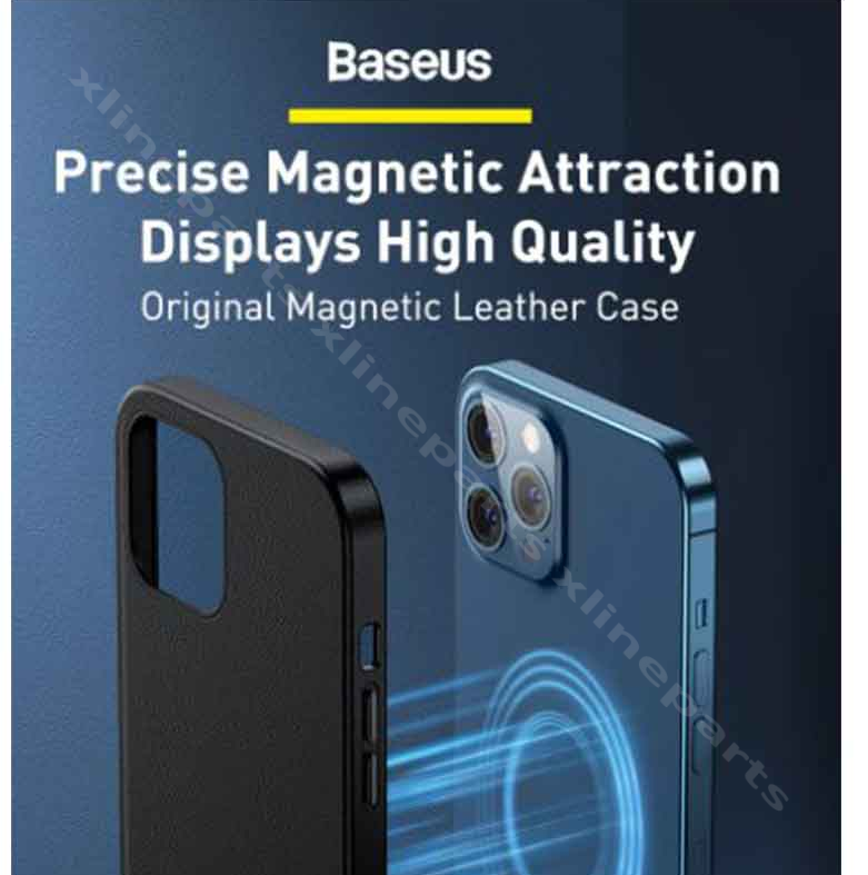 Back Case Baseus Magnetic Leather Apple iPhone 12 Mini black