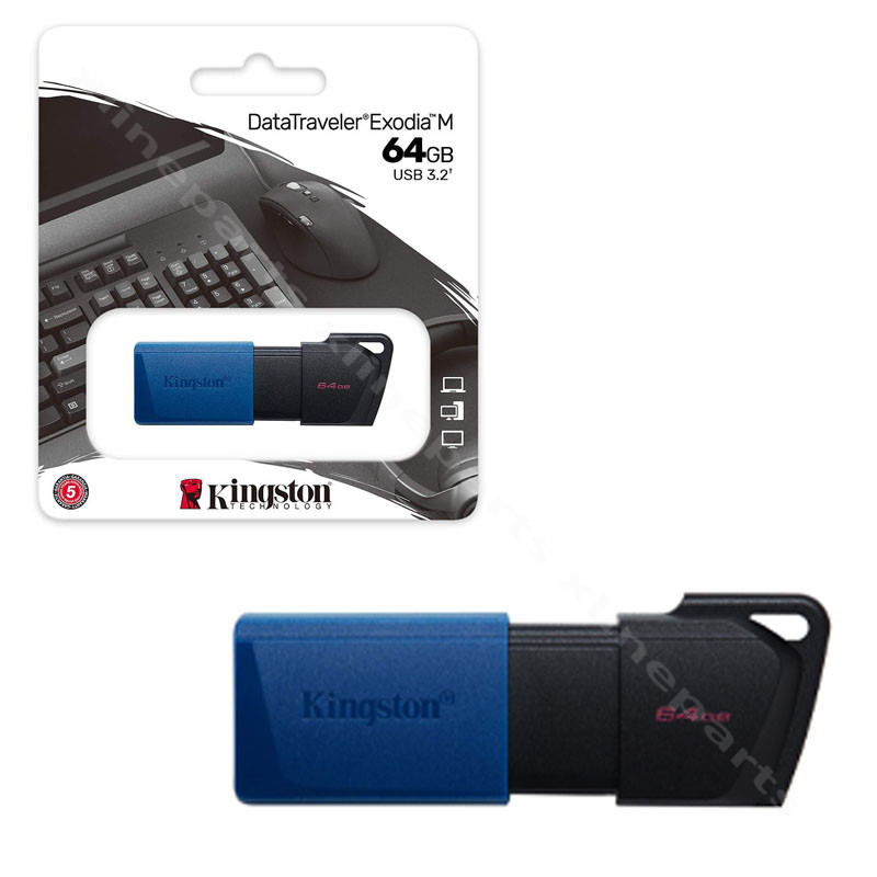 Флеш-накопитель Kingston Exodia M USB 3.2 64 ГБ черный синий