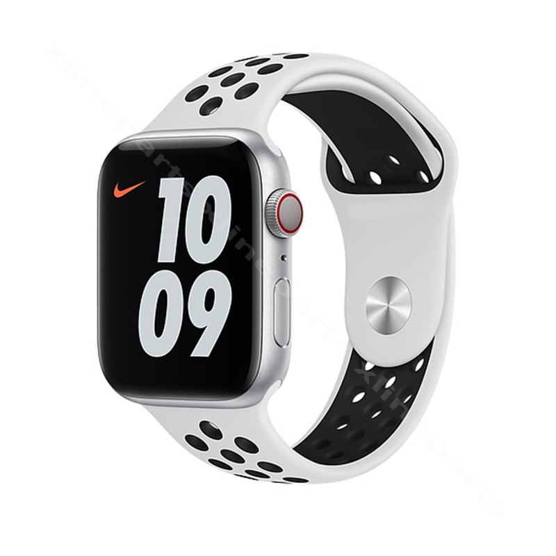 Спортивный ремешок Nike 145 мм для Apple Watch 45 мм/44 мм/42 мм белый черный