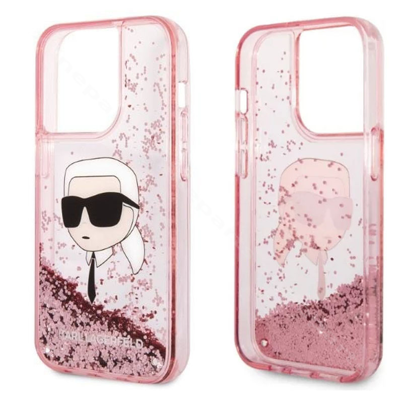Back Case Karl Glitter Apple iPhone 14 Pro pink