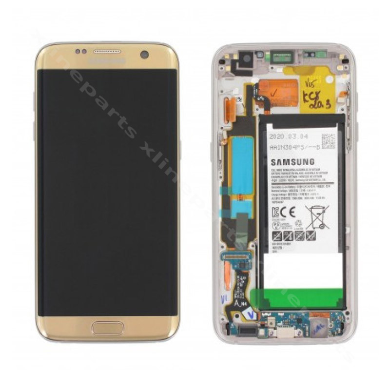 ЖК-дисплей в полной рамке Samsung S7 Edge G935 gold BT (оригинал)