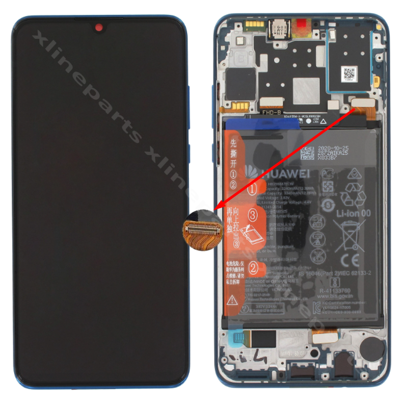 LCD Complete Frame Huawei P30 Lite New Edition blue (Original)