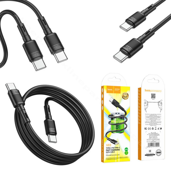 Cable USB-C to USB-C Hoco X83 Victory 60W 1m black