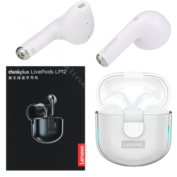 Ακουστικό Lenovo Dual Mic LP12 Wireless λευκό
