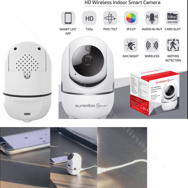 Κάμερα ασφαλείας Superior ICM001 360 μοιρών HD Wi-Fi λευκό