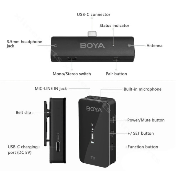 Wireless Microphone Boya BY-XM6-S5 (1+1) USB-C black