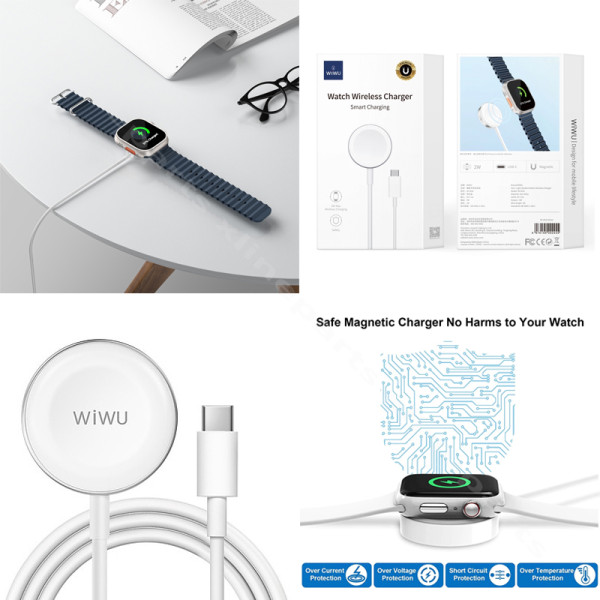 Wireless Charger Wiwu M18 USB-C Apple Watch 2.5W 1m white