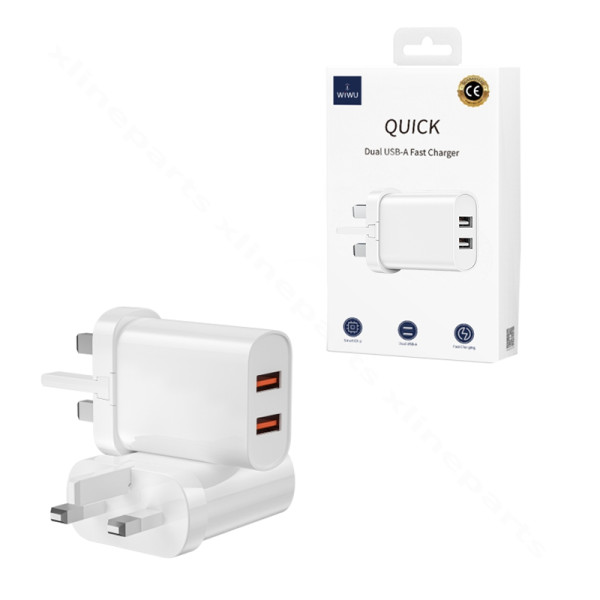 Φορτιστής Dual USB Wiwu Quick Series Wi-U003 2.1A UK λευκό