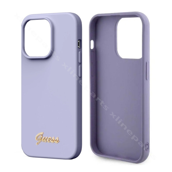 Back Case Silicone Guess Metal Logo Apple iPhone 15 Pro Max lilac