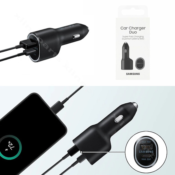 Car Charger Dual USB/USB-C with Cable Samsung 40W black