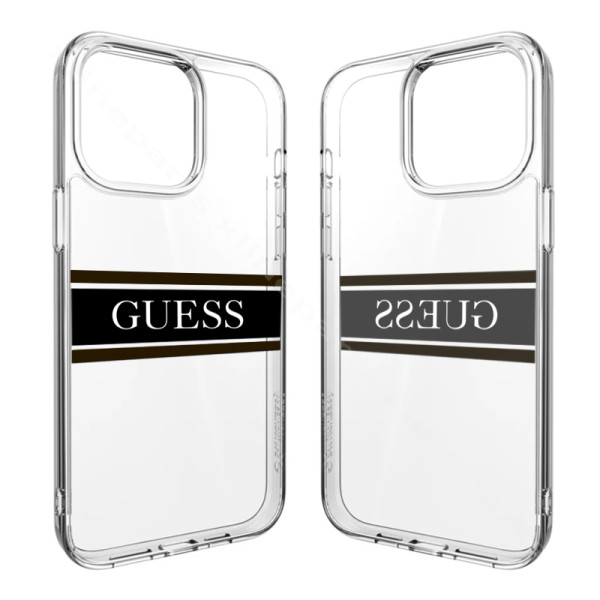 Back Case Guess Black Stripe Apple iPhone 15 Pro Max clear