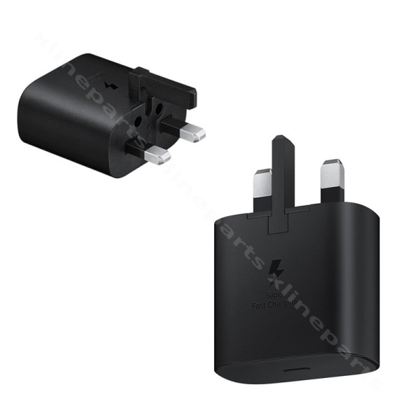 Зарядное устройство USB-C Samsung 25W UK чёрное оптом