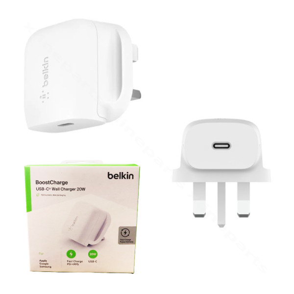 Зарядное устройство USB-C Belkin WCA006MYWG 20W UK белое