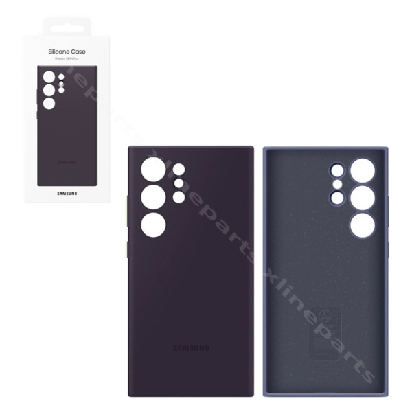 Задний чехол силиконовый для Samsung S24 Ultra S928 темно-фиолетовый (Оригинал)