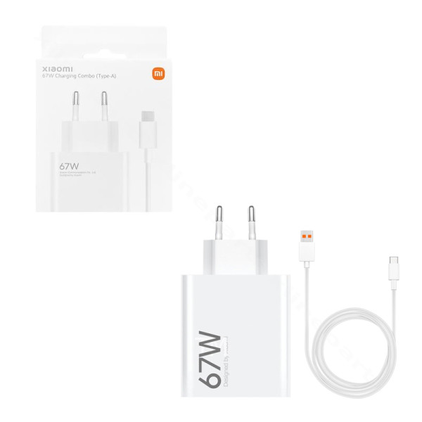Charger USB with USB to USB-C Cable Xiaomi 67W EU white