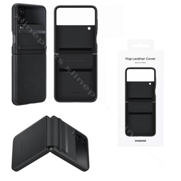 Задний чехол Экокожа Samsung Z Flip4 F721 черный (Оригинал)