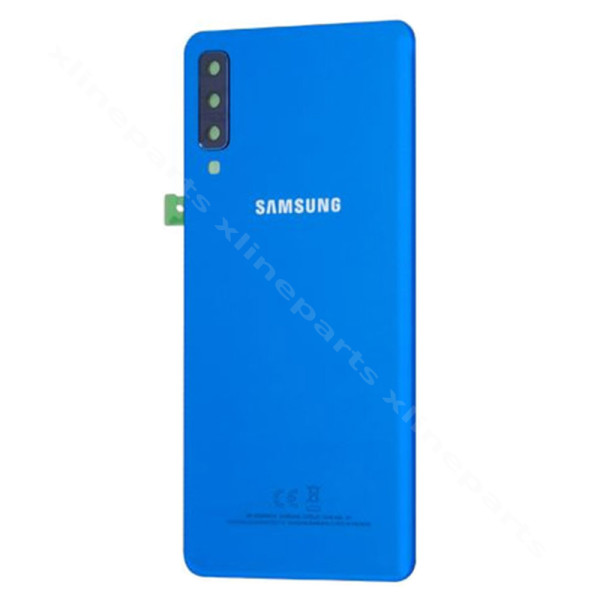Задняя крышка аккумуляторного отсека, объектив камеры Samsung A7 (2018) A750 синий