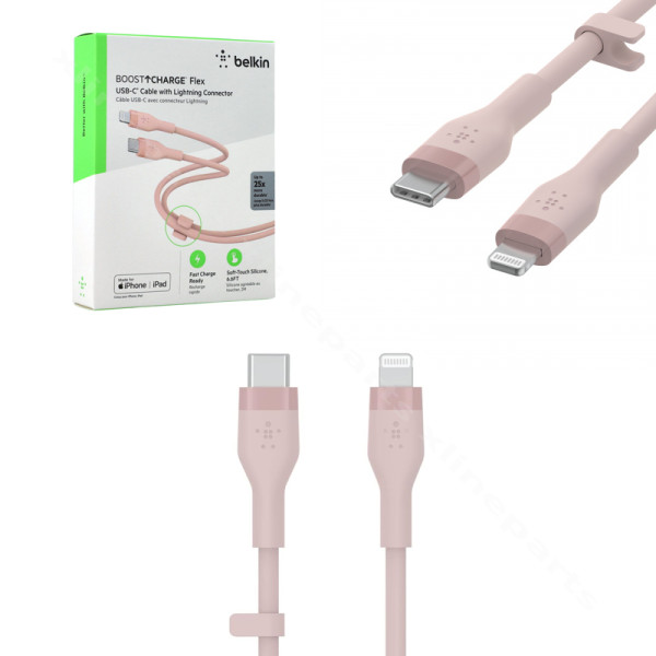 Cable USB-C to Lightning Belkin CAA009BT2MPK 3A 2m pink