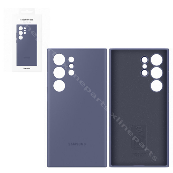 Задний чехол силиконовый для Samsung S24 Ultra S928 фиолетовый (Оригинал)