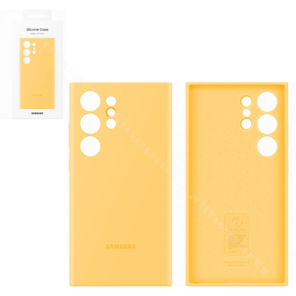 Задний чехол силиконовый для Samsung S24 Ultra S928 желтый (Оригинал)