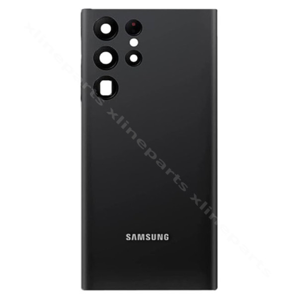 Задняя крышка аккумуляторного отсека, объектив камеры Samsung S22 Ultra S908, черный OEM*