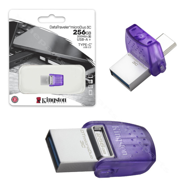 Pen Drive Kingston MicoDuo 3C USB/ USB-C 256GB 3.2 purple