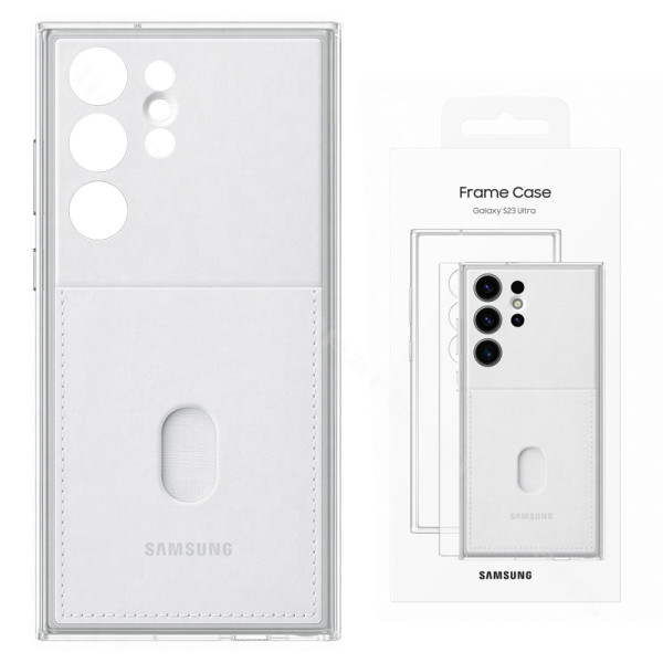 Задняя рамка Samsung S23 Ultra S918 белая (Оригинал)