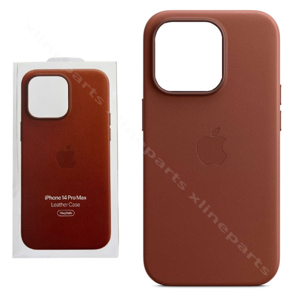 Задний чехол Кожаный Magsafe Apple iPhone 14 Pro Max янтарный (Оригинал)