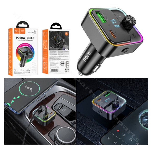 Bluetooth FM Transmitter USB/ USB-C Hoco E81 black