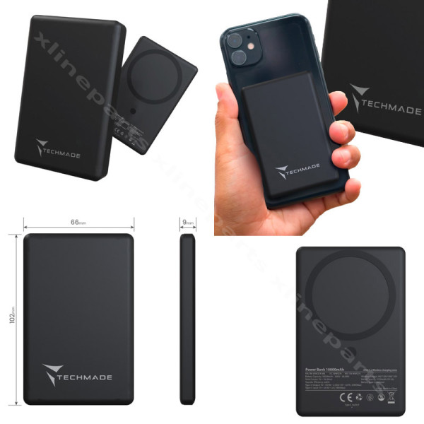 Power Bank Techmade Silm 7.9mm 5W Magsafe 5000mAh black