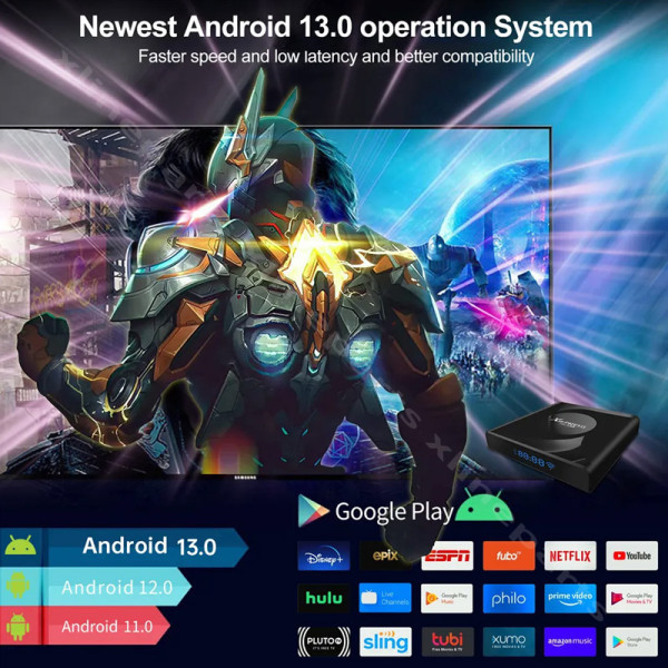 Android 13 TV Box X88 Pro13 RK3528 8K 4GB RAM 128GB μαύρο