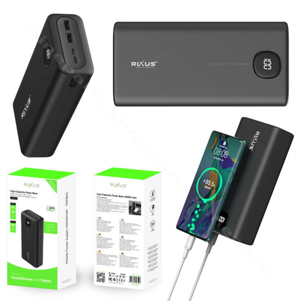 Power Bank Rixus High Capacity RXPB40 40000mAh μαύρο