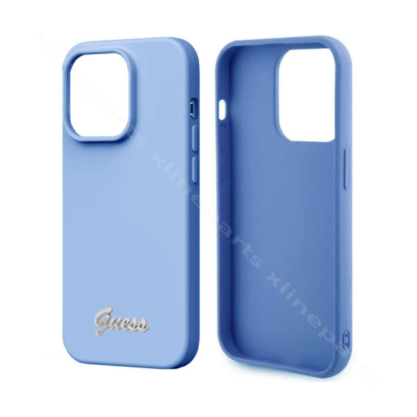 Back Case Silicone Guess Metal Logo Apple iPhone 15 Pro Max blue