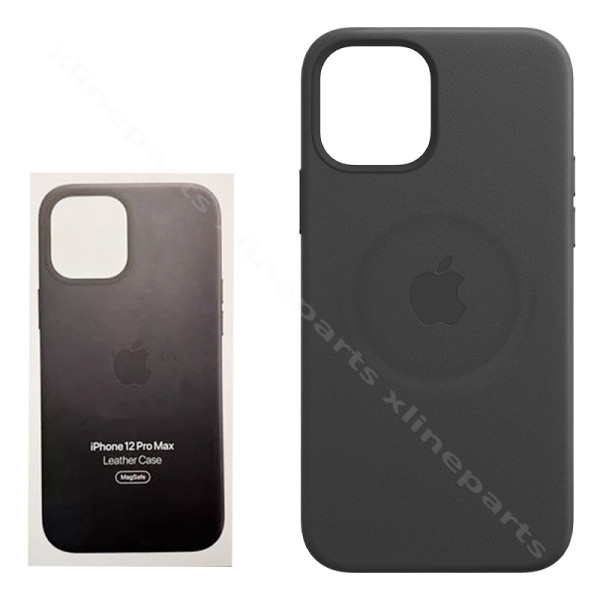 Back Case Leather Magsafe Apple iPhone 12 Pro Max black (Original)