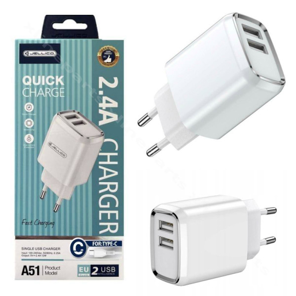 Charger Dual USB Jellico A51 12W EU white