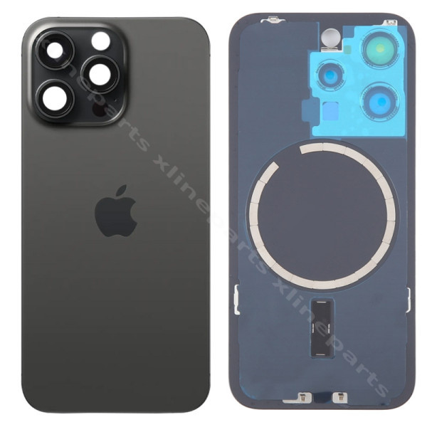 Back Battery Cover Lens Magsafe Apple iPhone 15 Pro Max black OEM