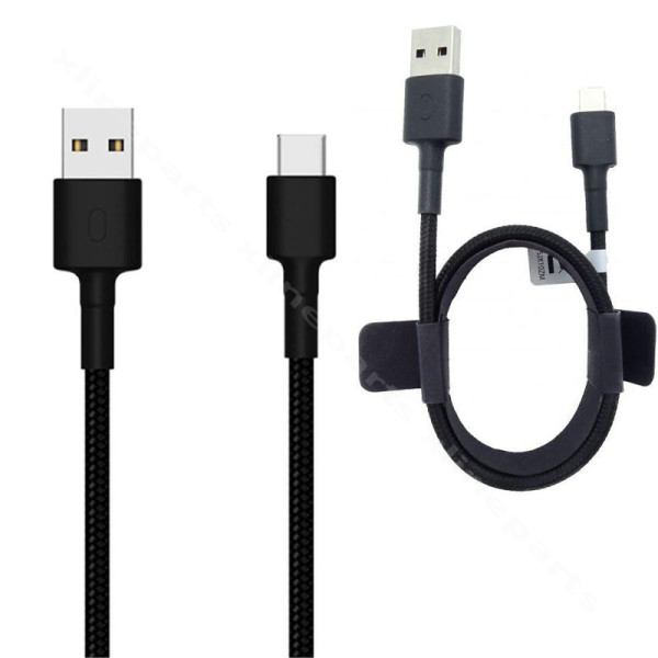 Cable USB to USB-C Xiaomi Braided 18W 2A 1m black bulk